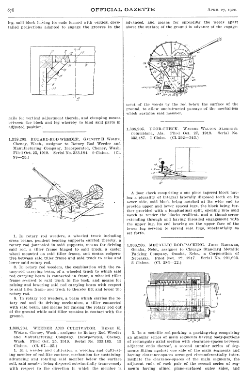 Summary of rod weeder patent